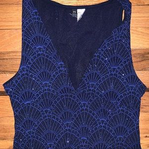 H&M Blue Sparkly Low Cut Bodysuit
